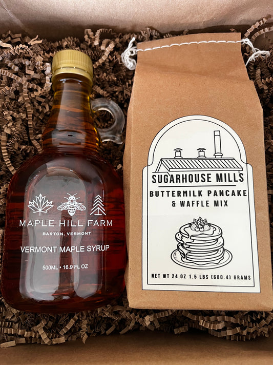 Vermont Maple Syrup and Pancake Package - Glass Jug